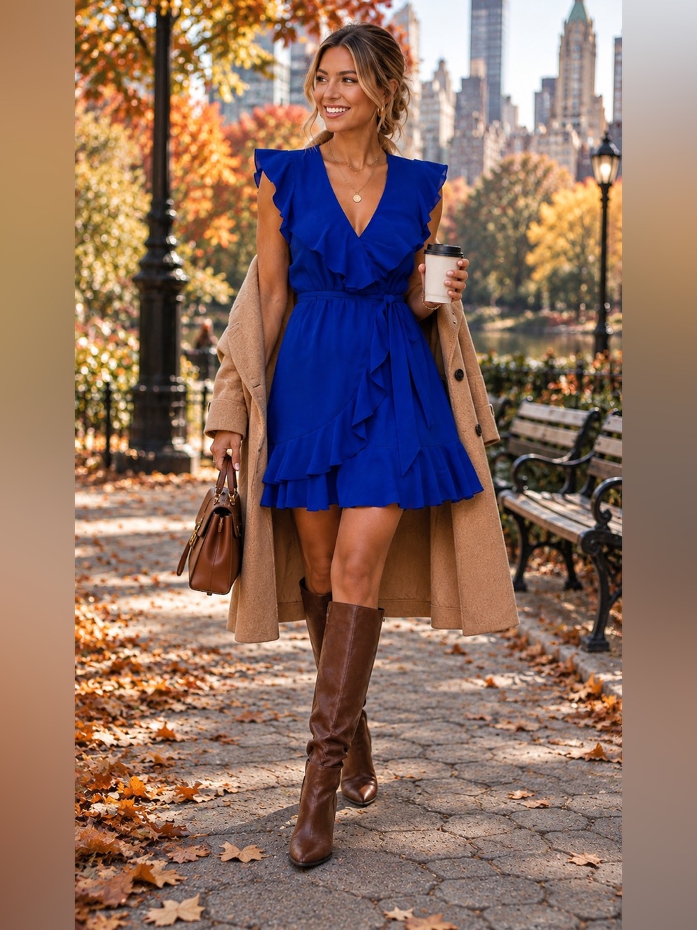 Ruffle Wrap Mini Dress Cobalt Blue M **2 for 20**